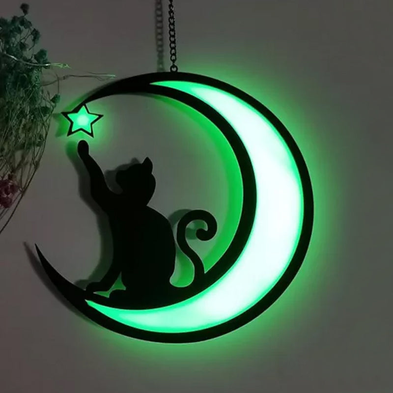 Lampe MysticPaws Chat et Demi-Lune – Lumière Ambiance Magique pour une Décoration Conviviale