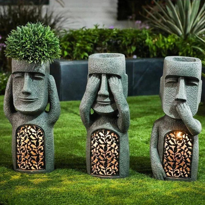 Décoration de jardin – Jardinière artistique avec lumière LED solaire