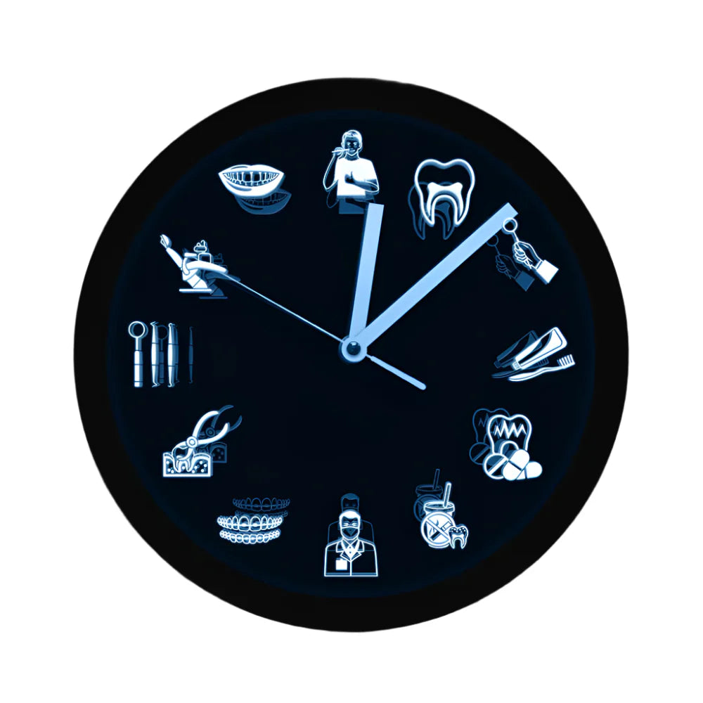 LumiDent horloge mural à LED – Design d'équipement dentaire avec lumière LED multicolore