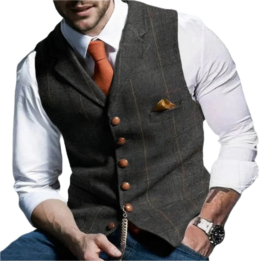 Levi - Gilet en tweed classique avec revers en pointe