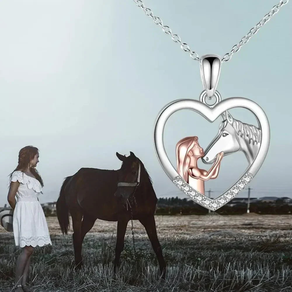 Hestekraft Collier en Cœur – Cadeau Élégant pour Amoureux des Chevaux 1+1 Gratuit