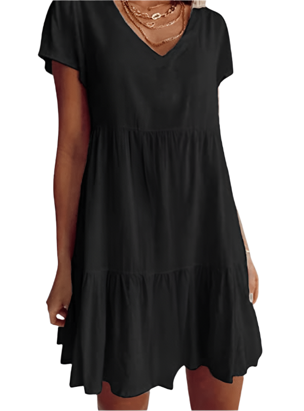 Minnie - Robe courte à manches courtes avec décolleté en V décontractée