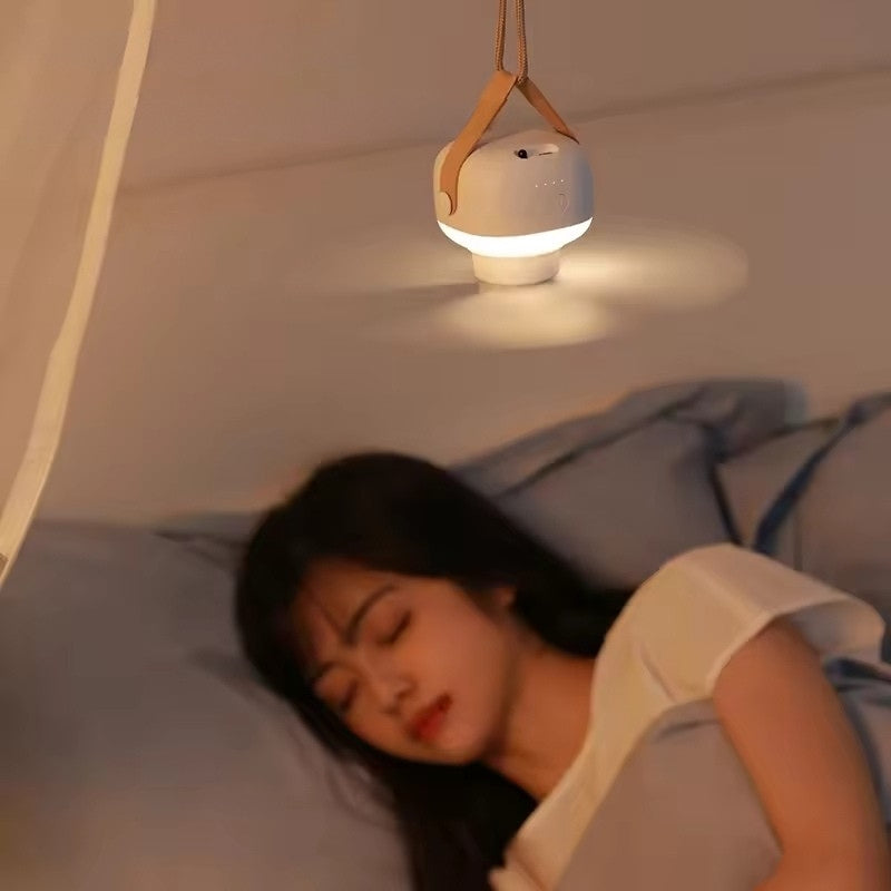 BreezeGlow - Ventilateur de plafond portable avec lumière LED et haut-parleur Bluetooth