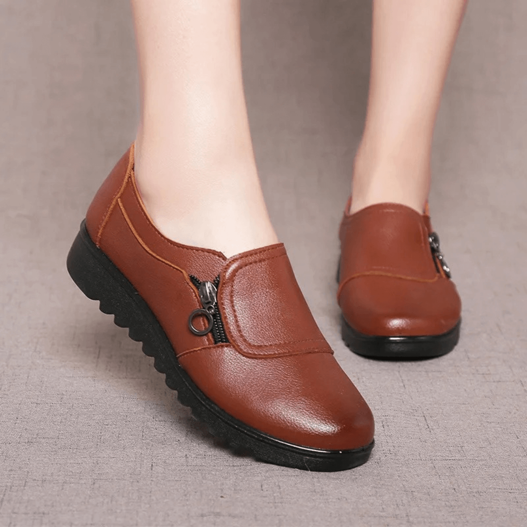 Lisa - Mocassins à talons compensés en cuir vegan moderne confort
