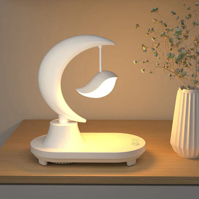 LunaTune – Lampe de table sans fil Moonlight avec haut-parleur Bluetooth et fonction de recharge