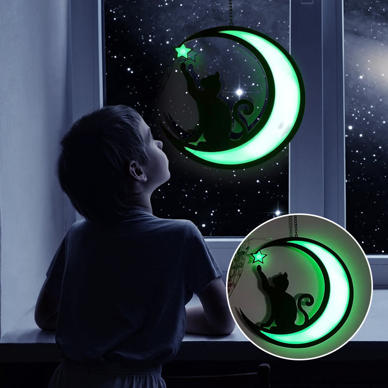 Lampe MysticPaws Chat et Demi-Lune – Lumière Ambiance Magique pour une Décoration Conviviale