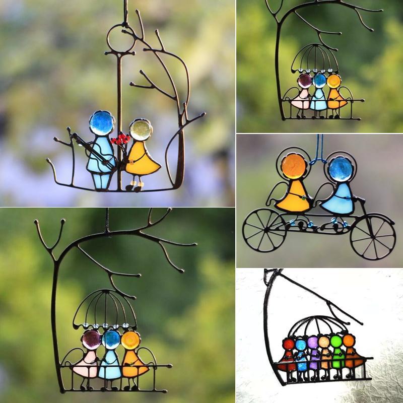 RomanticCharm - Ornements en verre colorés pour couples fins