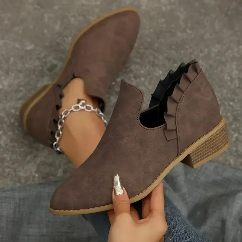 Elina - Bottines résistantes et antidérapantes avec détails à volants