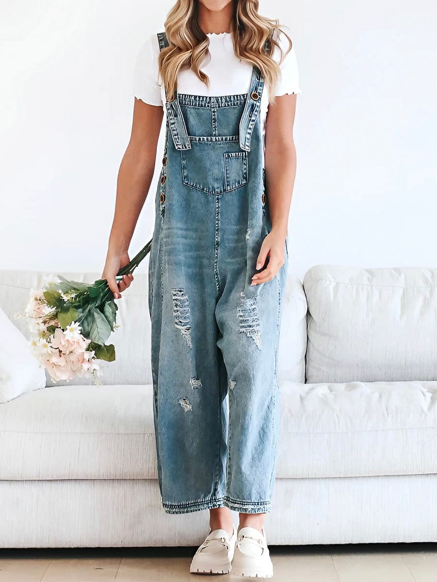 Salopette en denim sans manches loose Olivia