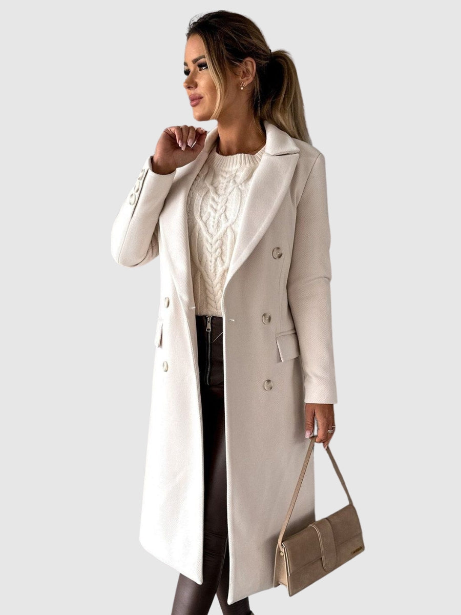 Laila - Manteau double boutonnage en mélange de laine intemporel