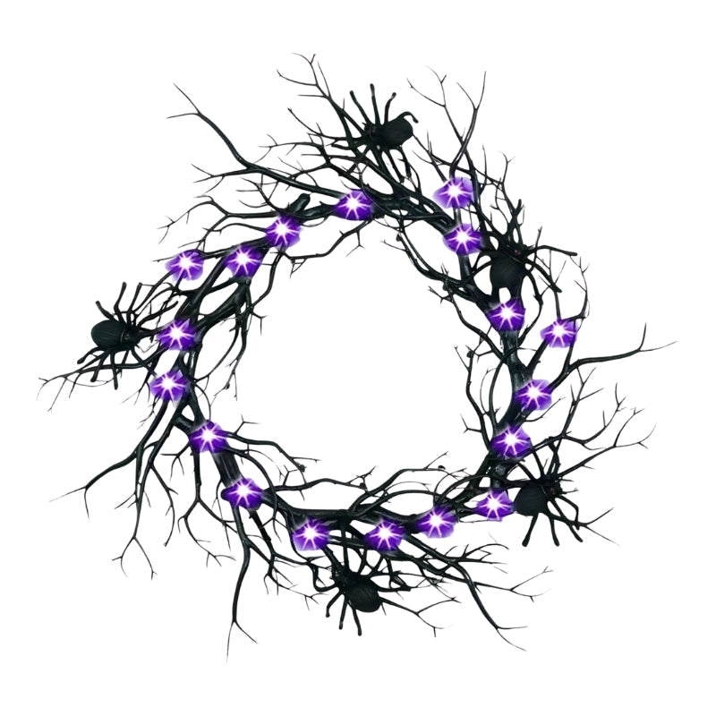 Couronne d'Halloween LED SpiderSpook – Décoration de vampires et d'araignées pour portes et fenêtres