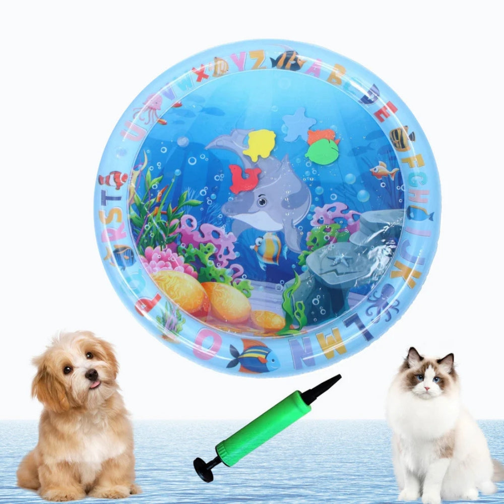 AquaPaw - Tapis de baignade gonflable pour animaux de compagnie avec jouet interactif résistant aux griffes