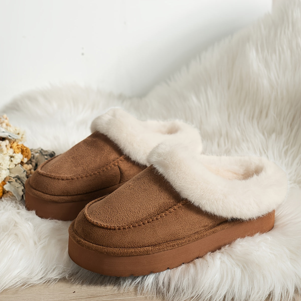 Sara - Chaussons en peluche fuzzy de luxe