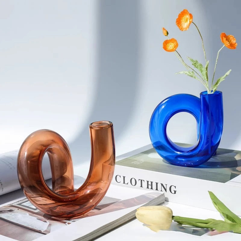 Vase en Verre Vintage avec Design sur Pied BloomGlass