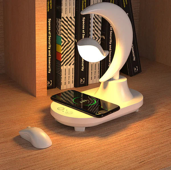 LunaTune – Lampe de table sans fil Moonlight avec haut-parleur Bluetooth et fonction de recharge