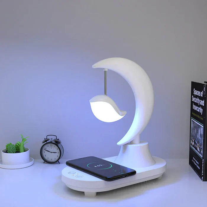 LunaTune – Lampe de table sans fil Moonlight avec haut-parleur Bluetooth et fonction de recharge