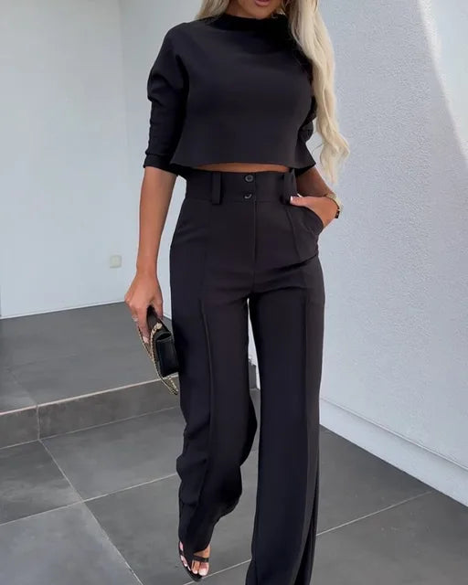 Algene – Pantalons taille haute décontractés en deux pièces