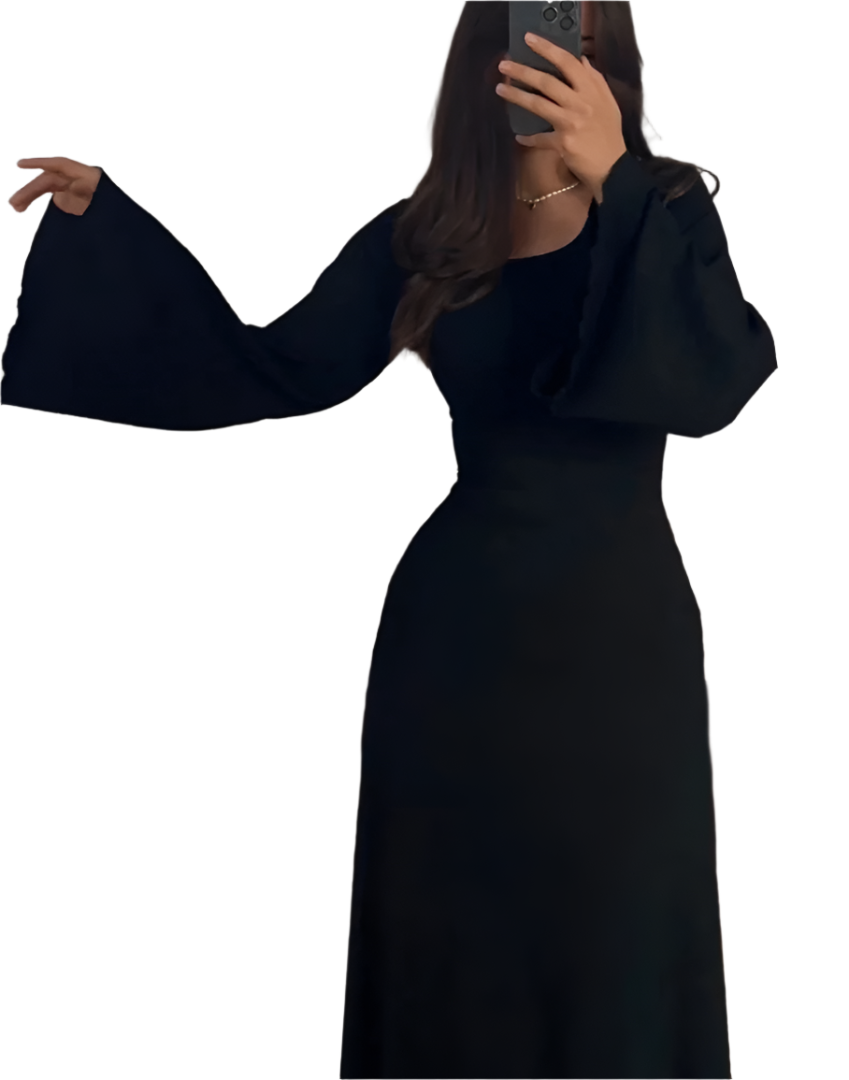 Leslie - Robe maxi en ribbas avec manches évasées