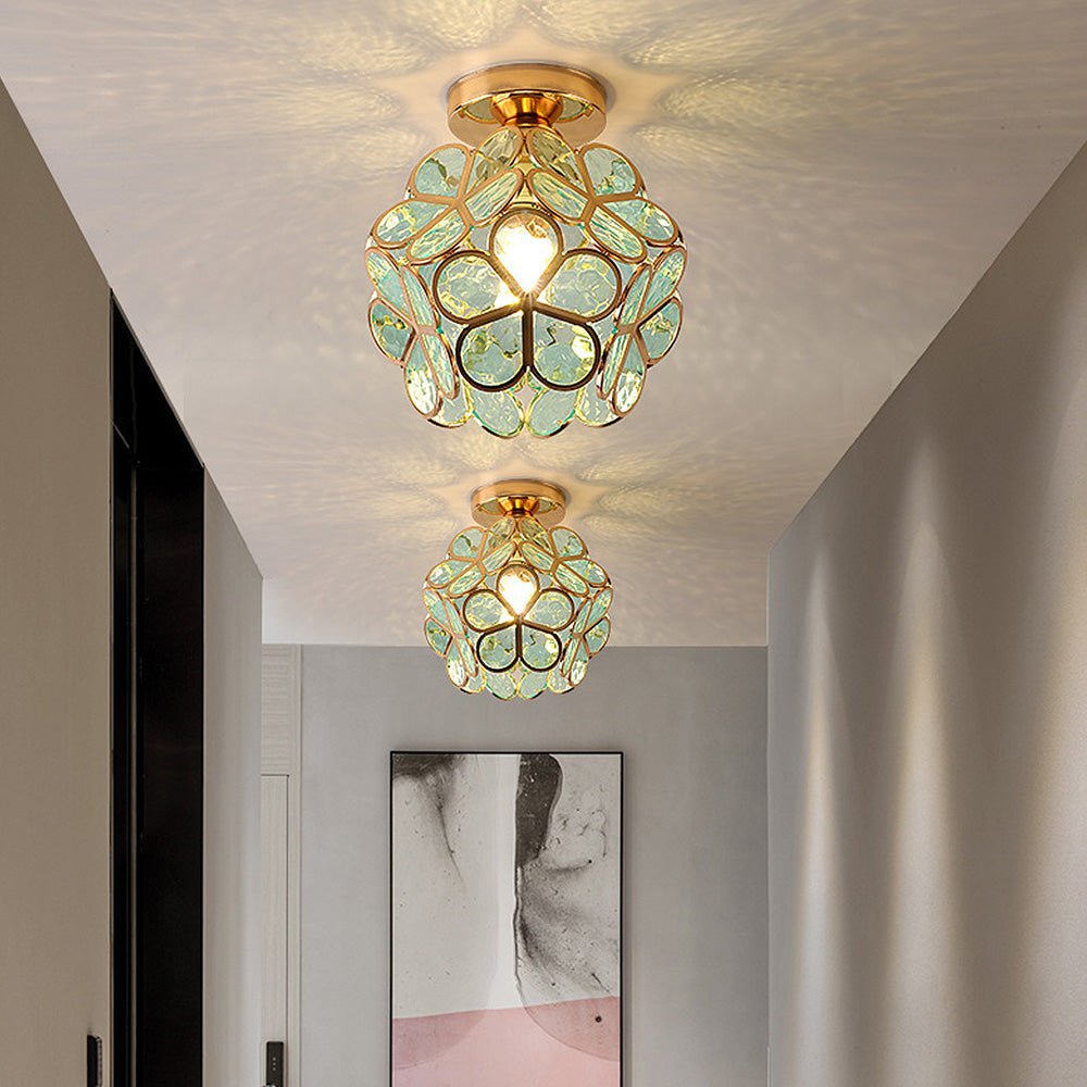 Lampe de plafond en verre style fleurs