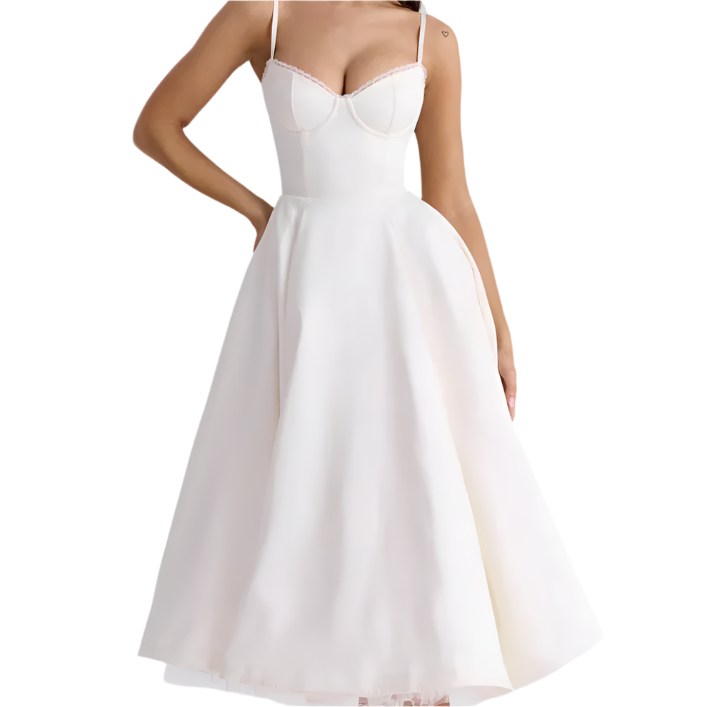 Ofelia - Vintage-inspireret blonde-sweetheart midikjole