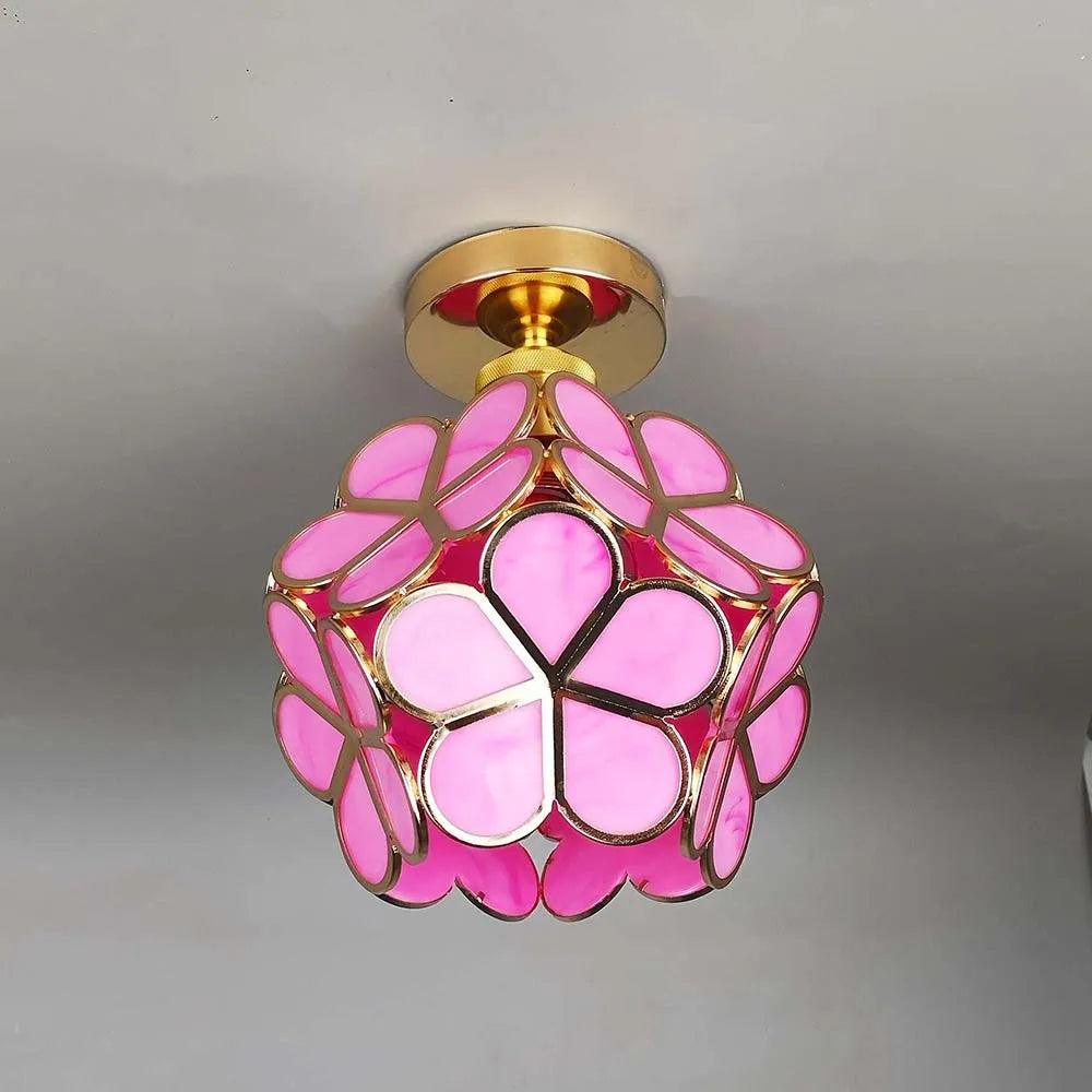Lampe de plafond en verre style fleurs