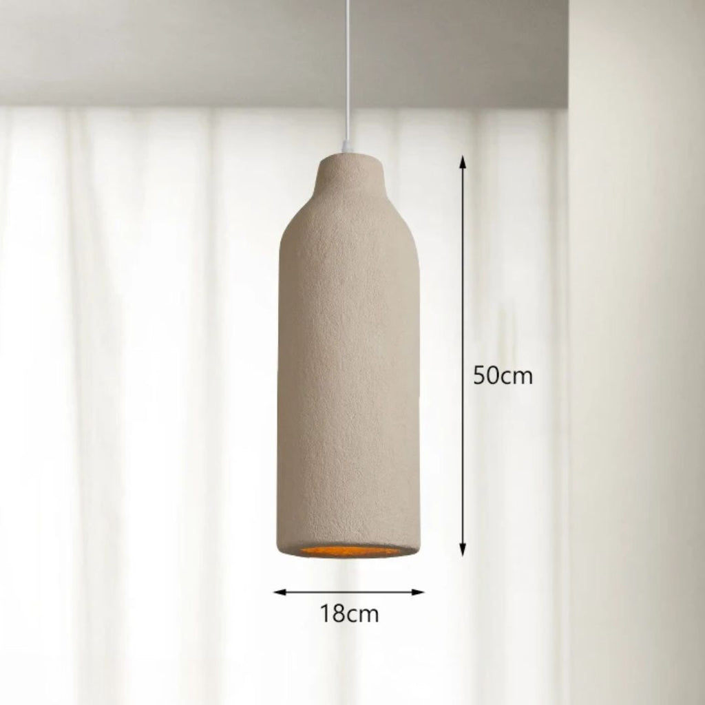 TerraGlow - Suspension beige texturée avec abat-jour cylindrique