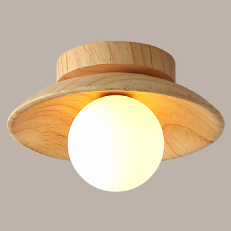 Plafonnier - Lampe moderne en bois et globe du milieu du siècle