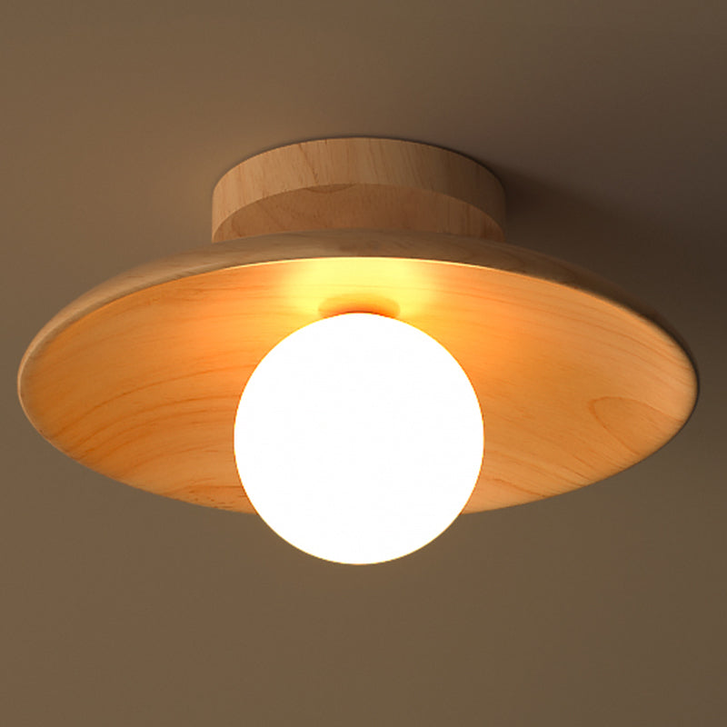 Plafonnier - Lampe moderne en bois et globe du milieu du siècle