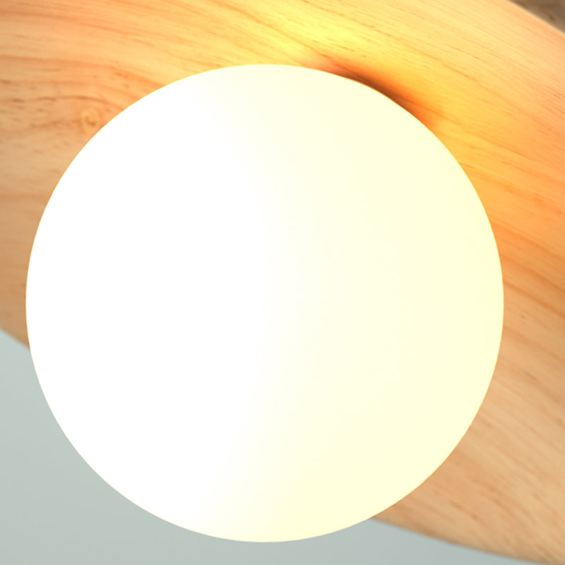 Plafonnier - Lampe moderne en bois et globe du milieu du siècle
