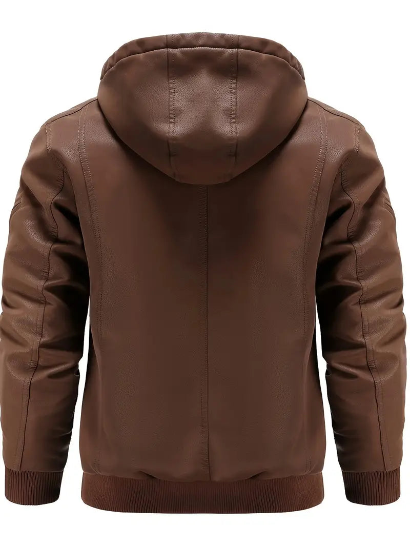 Veste à capuche en simili cuir pour hommes Peter