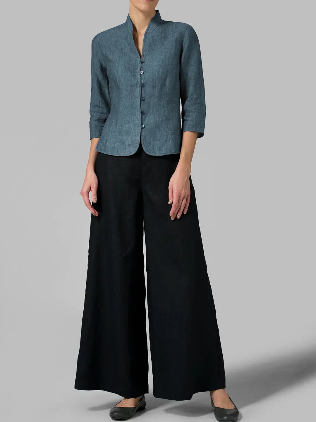 Chemisier Isabella boutonné à col montant