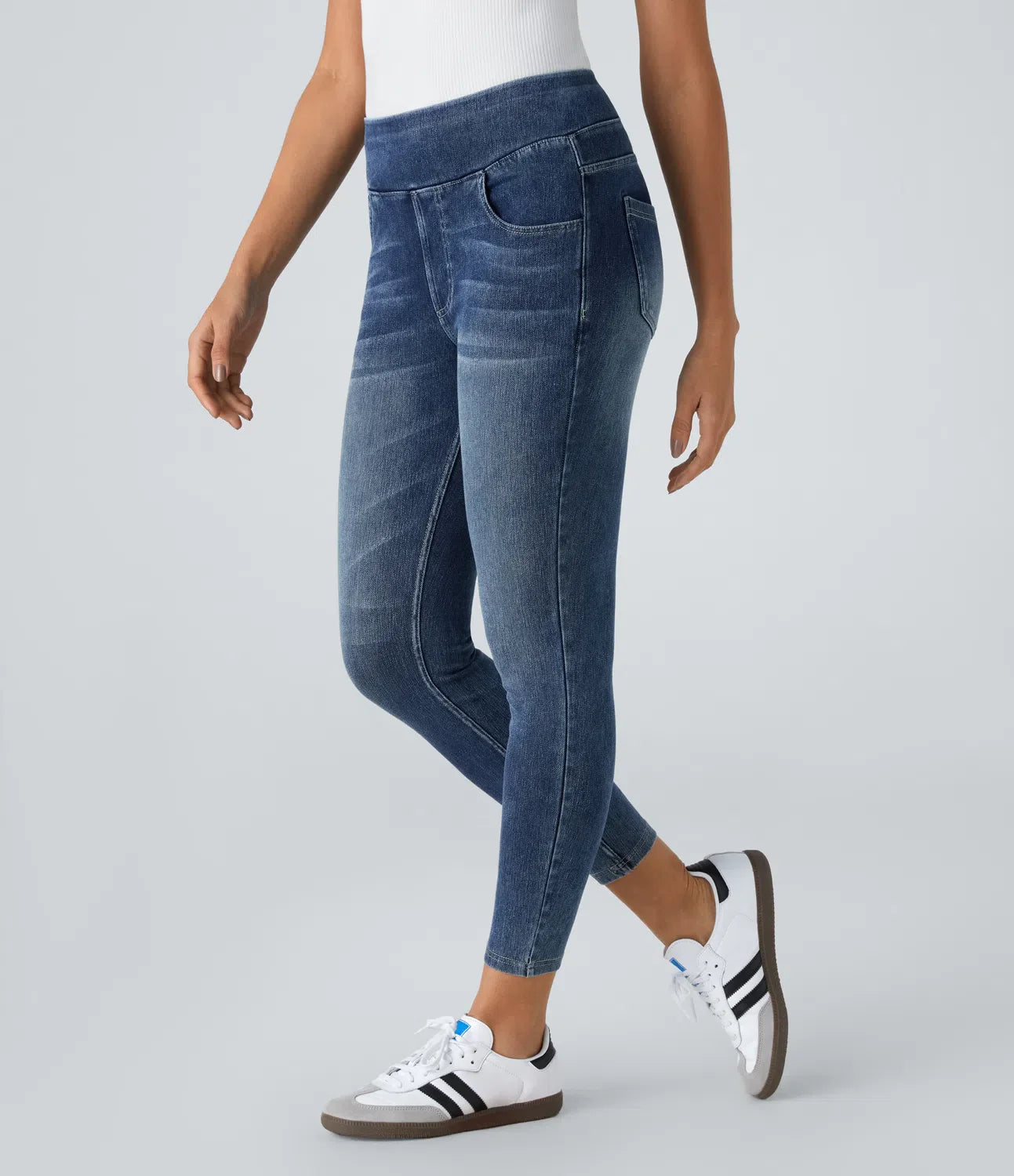 MagicFlex | Leggings décontractés en denim extensible à taille haute avec poche arrière