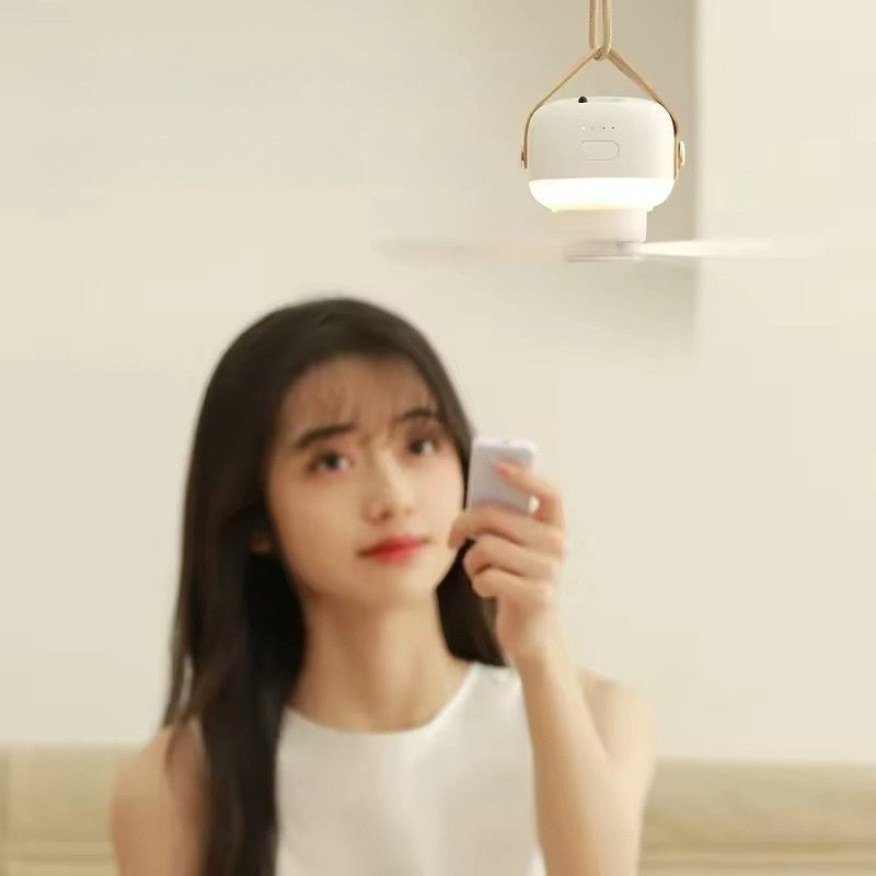 BreezeGlow - Ventilateur de plafond portable avec lumière LED et haut-parleur Bluetooth