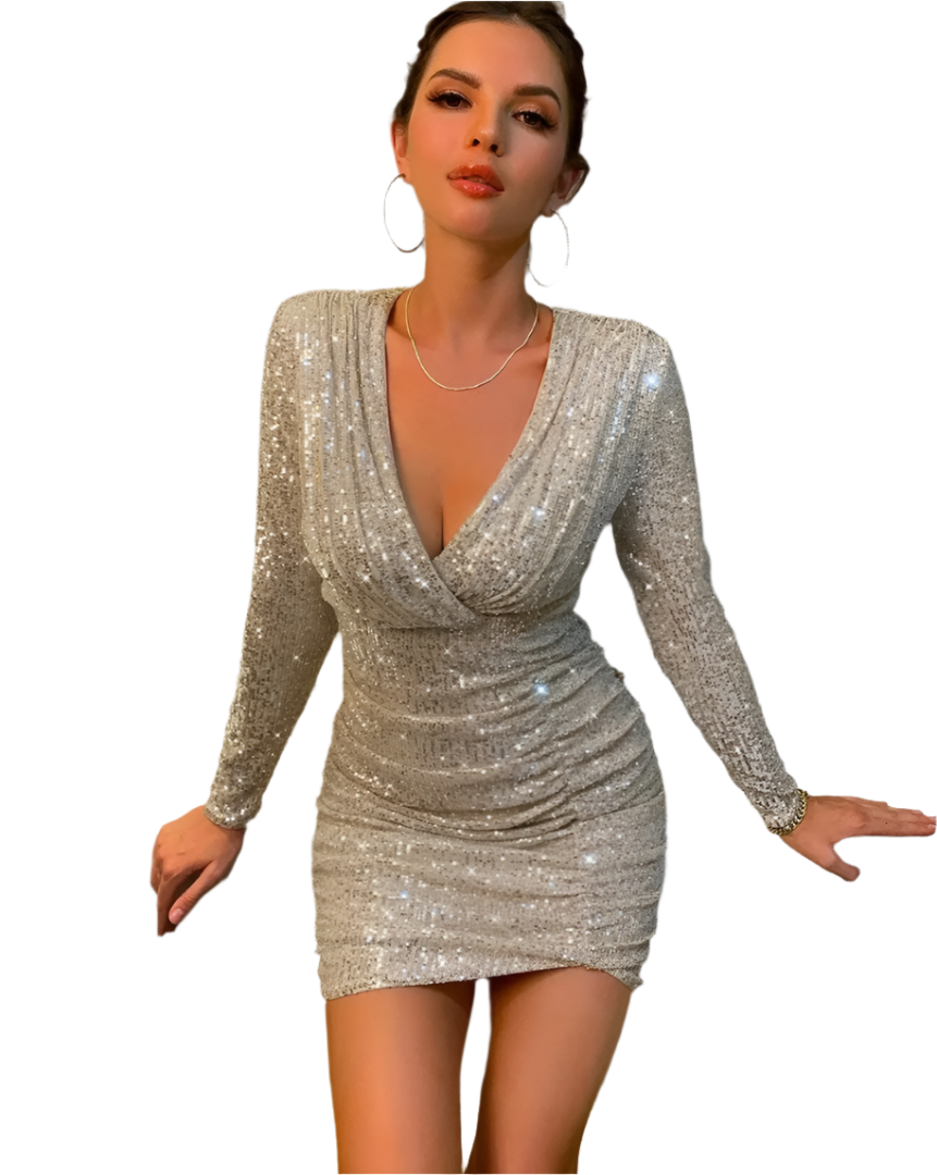 Amor - Robe minuscule scintillante avec décolleté en V