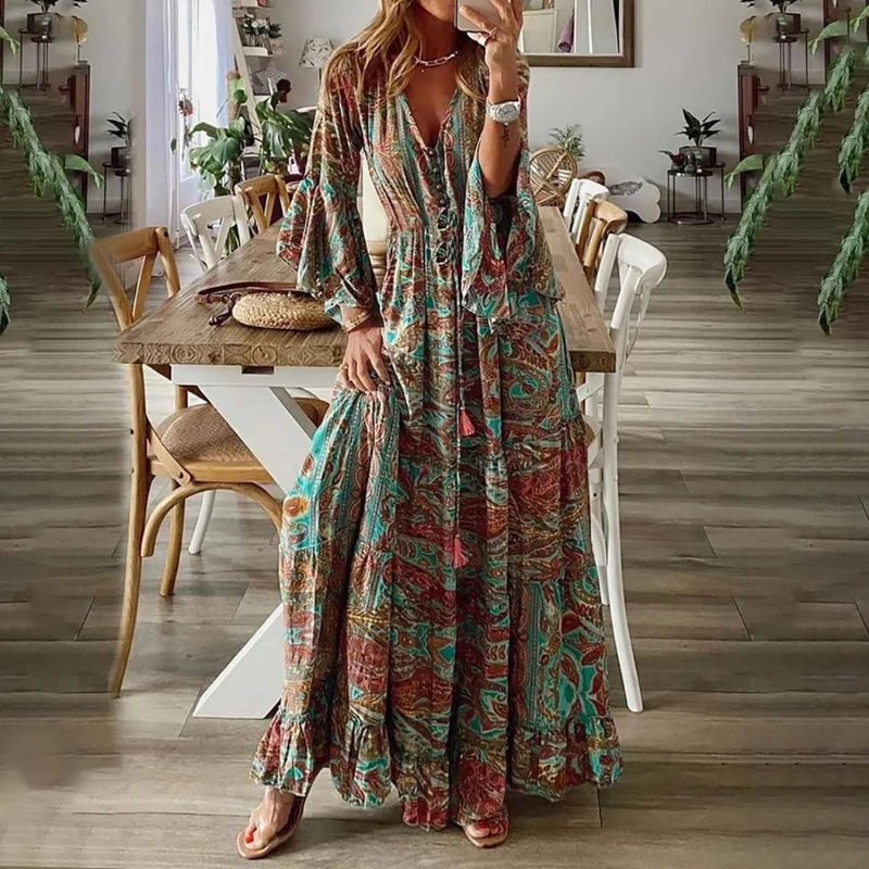 Robe d'été colorée Alma Farverig – Robe légère à motifs pour femmes