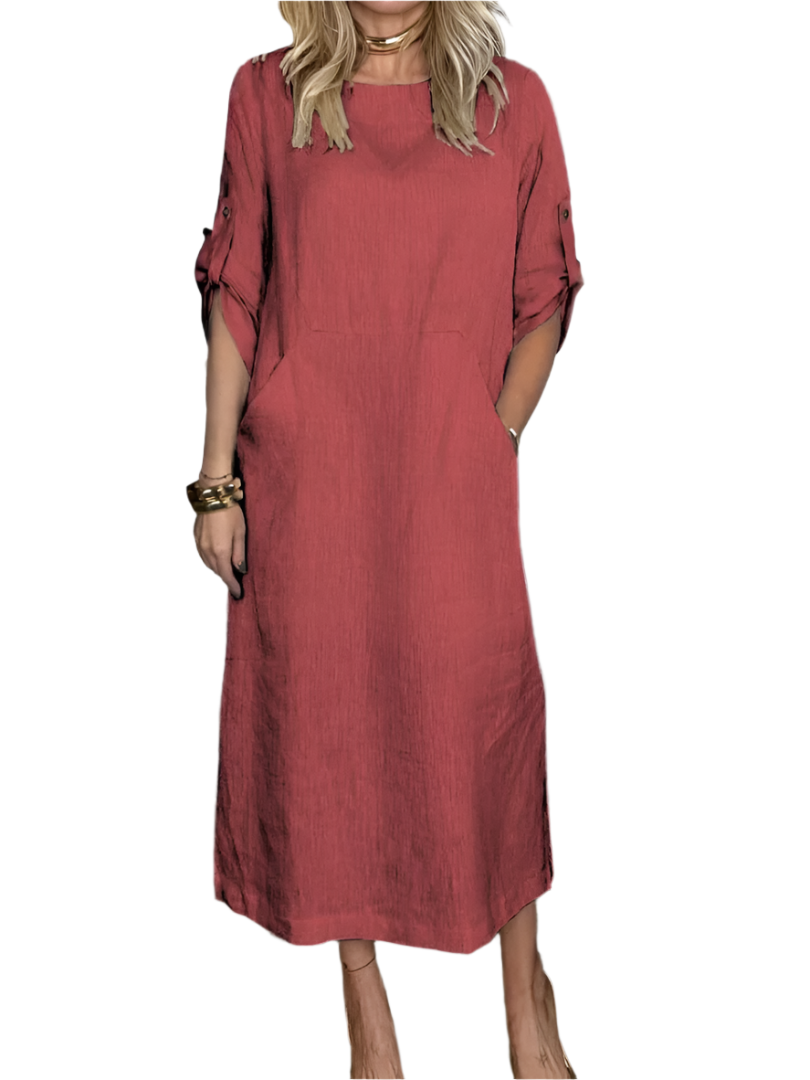 Robe d'été Selina Let pour femmes – Élégante robe unie en coton