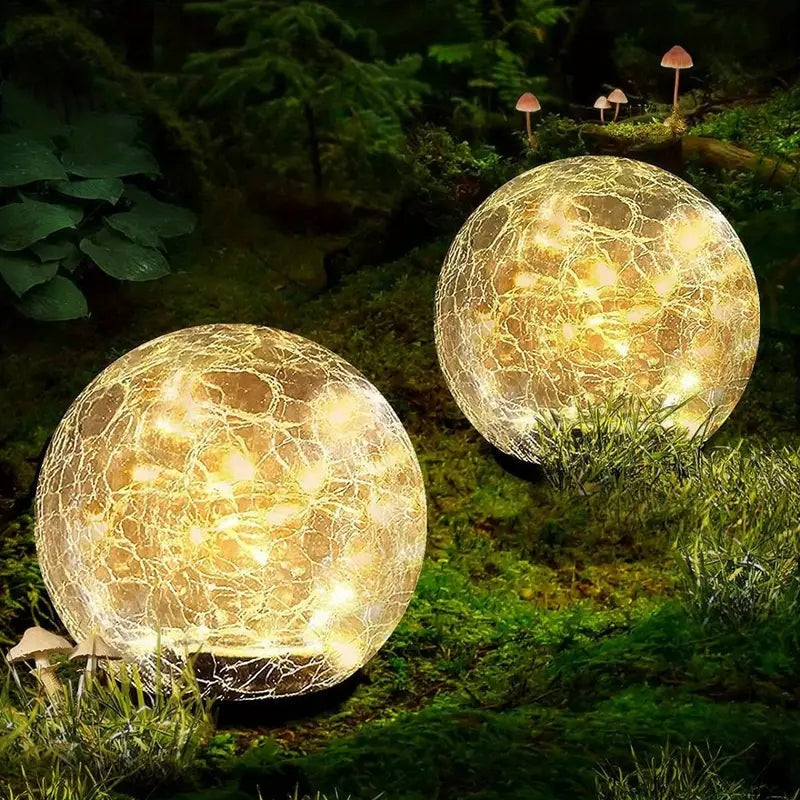 LumaGlow - Lampes de jardin solaires avec boules en verre crépitantes