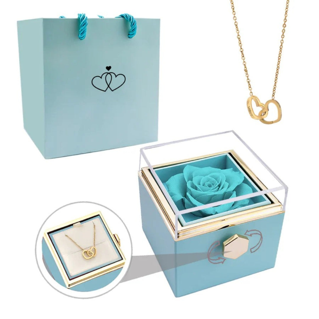 EternaBloom - Coffret Cadeau Collier avec Rose Préservée dans un Coffret Luxe