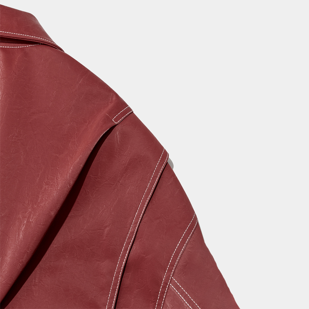 Veste surdimensionnée avec couture contrastée Rouge