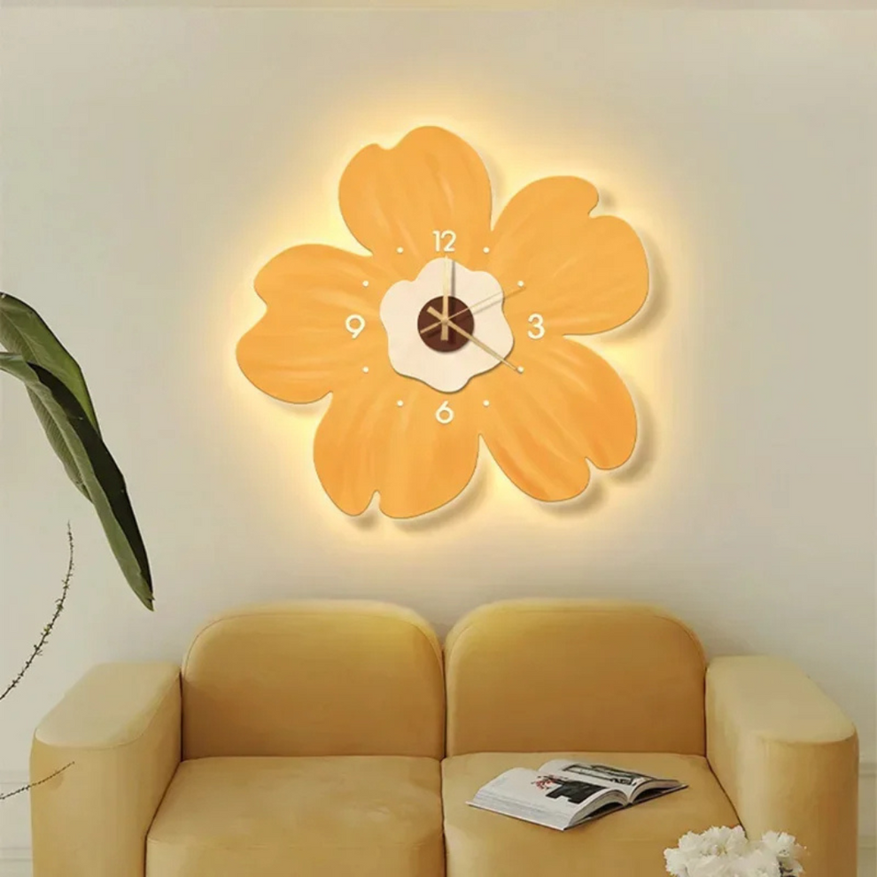 BloomGlow - Horloge de fleurs murale avec éclairage LED doux