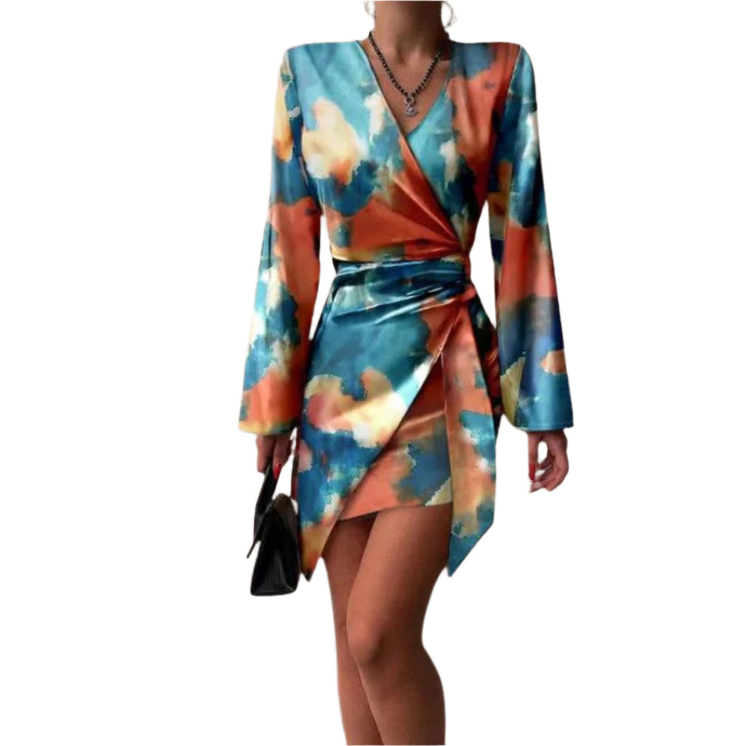 Robe Vriklekjole en Viscose Alberte avec Imprimé Marbré – Coupe Moderne et Flatteuse