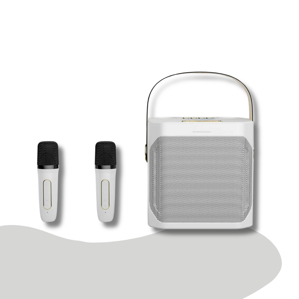 SingGo - Enceinte de karaoké portable avec microphones doubles et support pour téléphone