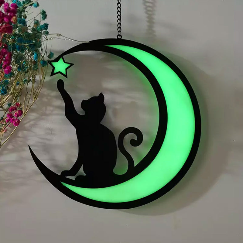 Lampe MysticPaws Chat et Demi-Lune – Lumière Ambiance Magique pour une Décoration Conviviale