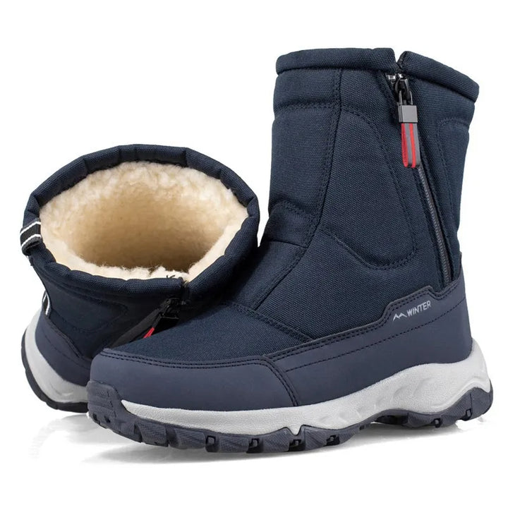 Carl - Bottes de neige en polaire anti-dérapantes avec zip sur le côté
