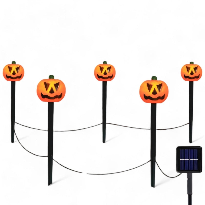 Ensemble de lumières extérieures solaires Halloween PumpkinGlow – Décoration LED de citrouille alimentée par énergie solaire
