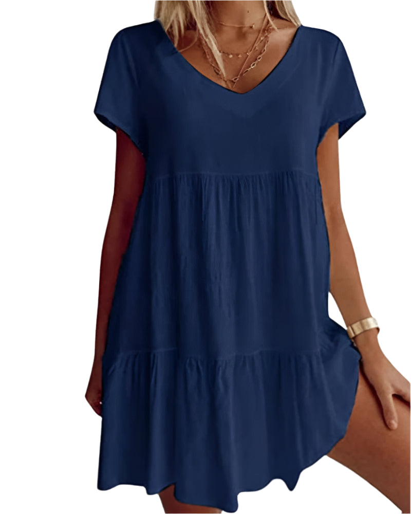 Hanna - Mini-robe à volants et manches courtes