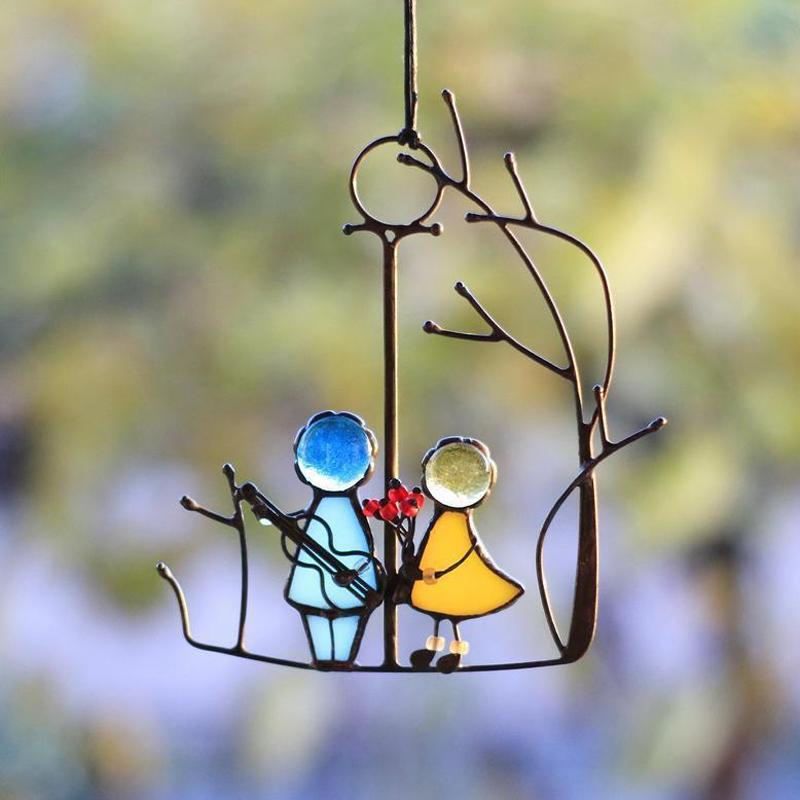 RomanticCharm - Ornements en verre colorés pour couples fins