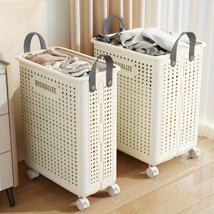 RollEase - Panier à linge pliable avec roulettes et ventilation