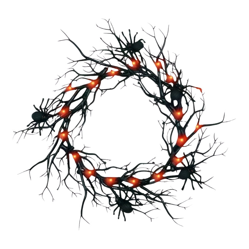 Couronne d'Halloween LED SpiderSpook – Décoration de vampires et d'araignées pour portes et fenêtres