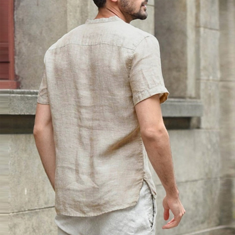 Marcus - Chemise d'été légère à manches courtes et col en V